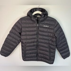 Eddie Bauer Boy’s Black Down Puffer Jacket Winter Coat with Hood Size M (10-12)